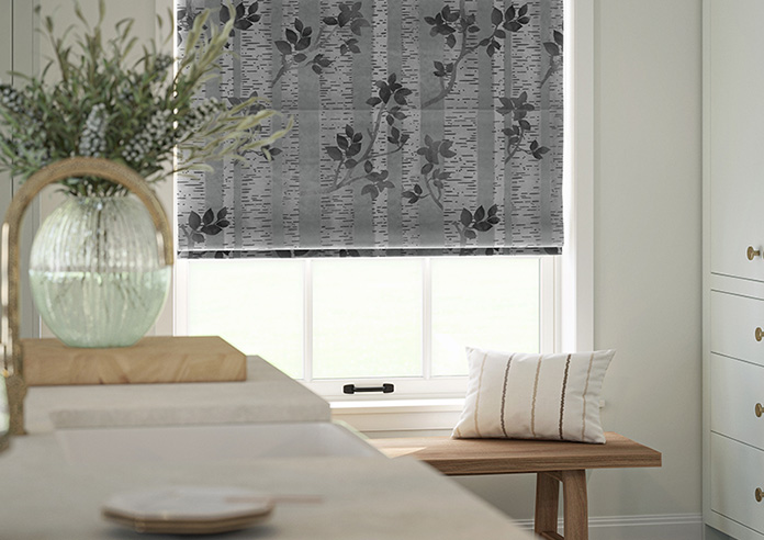 Birch Tree Velvet, Monochrome - Motorised Roman Blind - Image 5